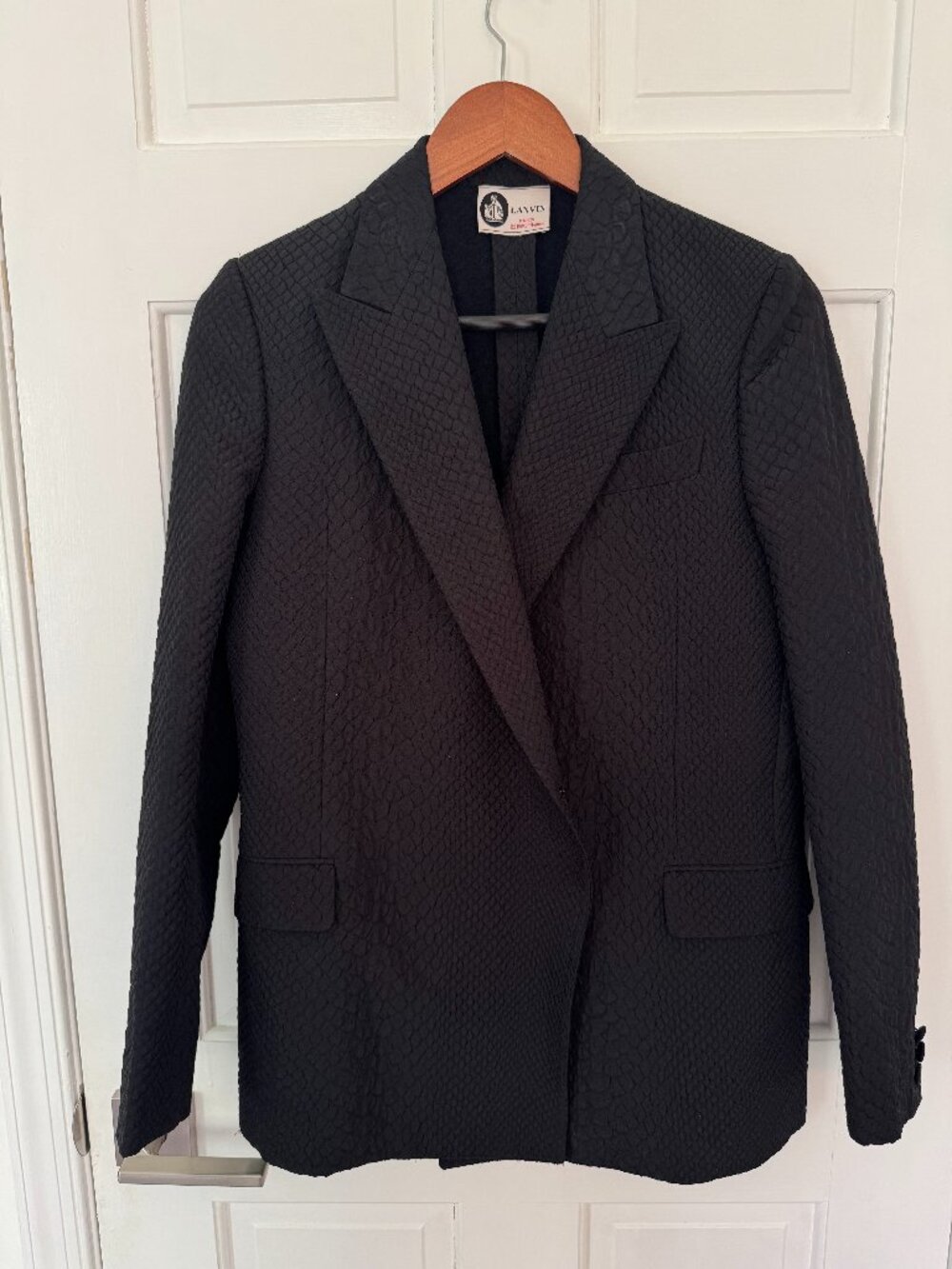 Lanvin Vintage Black Embossed "Python" Blazer - Size 40 (M/L)